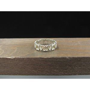 Size 7 Sterling Silver Cute Hearts Love Rustic Band Ring
